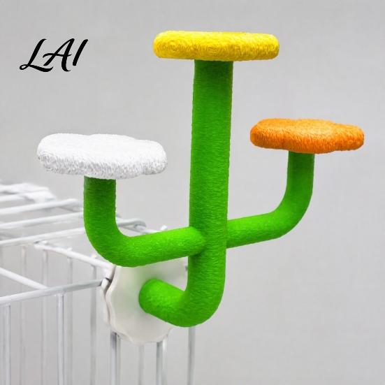 Multi-tiered Bird Perch Cactus Parrot Perch Multi-Tier Textured Non-slip Standing Platform Budgie Easy Install Toy Toy Cage Accessory for Parakeets