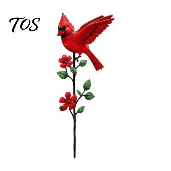 Decorative Yard Signs Red Bird Garden Stake, Metal Art Outdoor Flower And Ornament for Patio Lawn Pathway Memorial Site Decorations