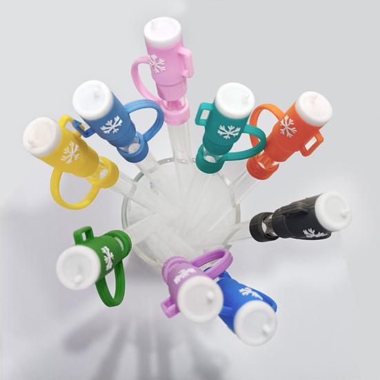 1 sada potahu na brčko Kreslená sada silikonového víčka na brčko odolná proti stříkající vodě prachotěsná zátka na zakončení slámy pro ozdobu poháru