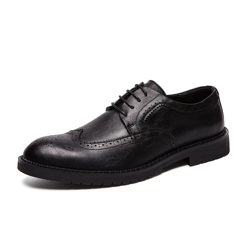 Men Leather Shoes Business Dress Shoes All-Match Casual Shock-Absorbing Footwear Wear-Resistant Wedding Shoes
