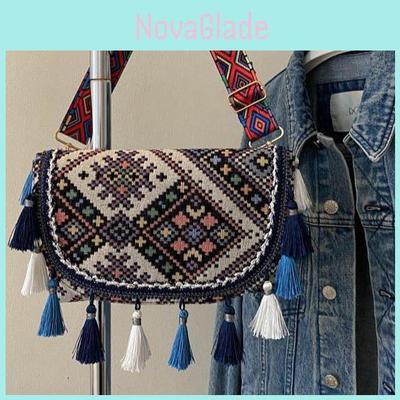 Ethnic Style Tassel Womens Shoulder Bag With Woven Details For Casual Travel