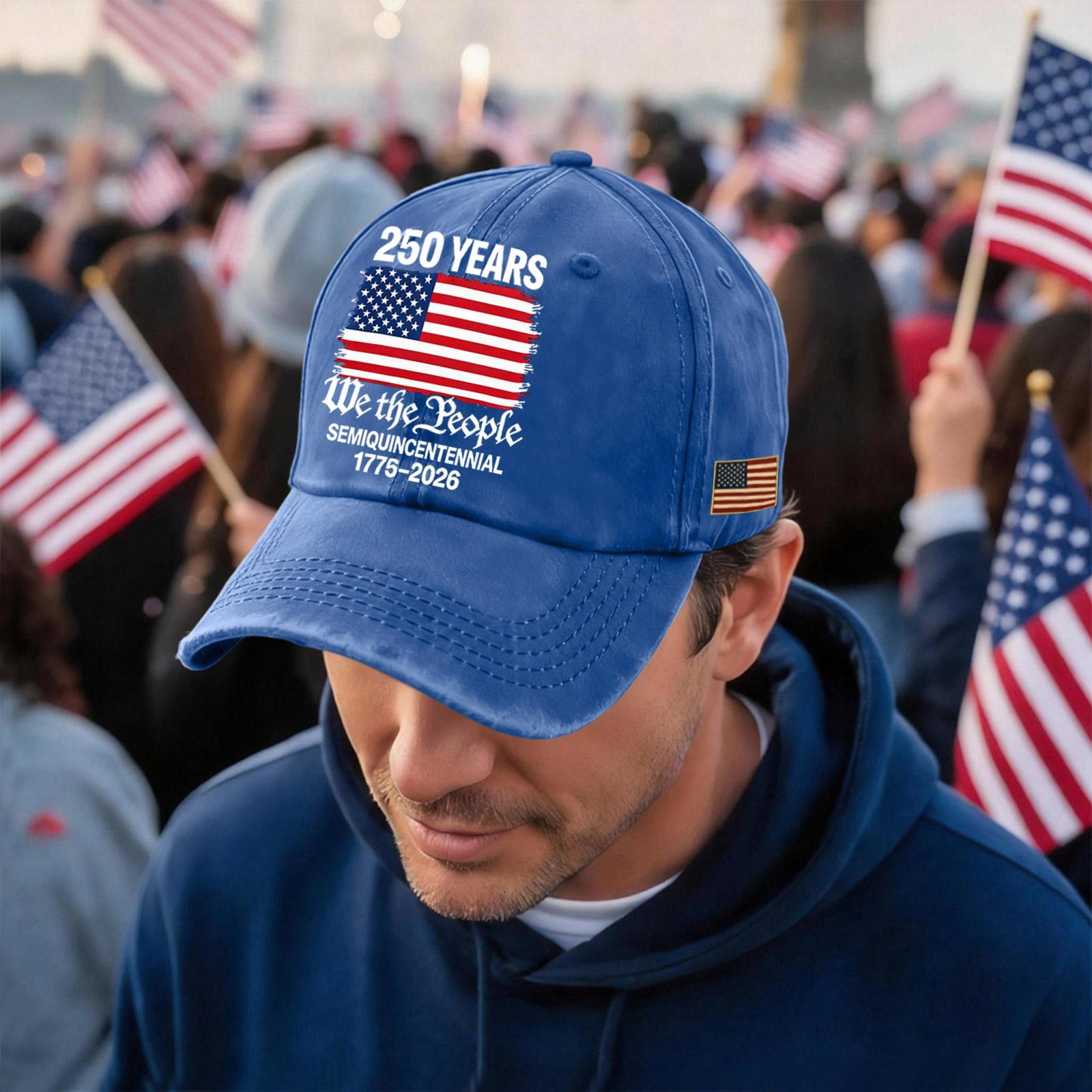 Men s and Women s Matching American 0th Anniversary Anniversary Embroidered Vintage Washed Baseball Cap