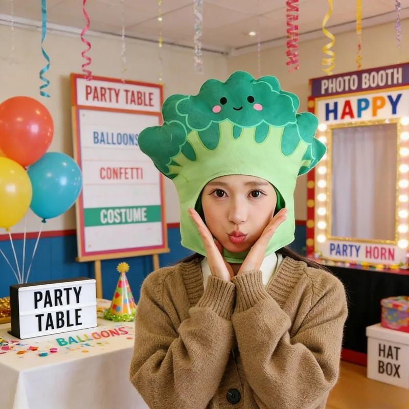 Cartoon Costume Headpiece Performance PropVegetable Hat Broccoli Print Headband Photo Prop