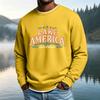 Men's Casual Loose Fit Long Sleeve Neck T-Shirt with Letter Graphic Print