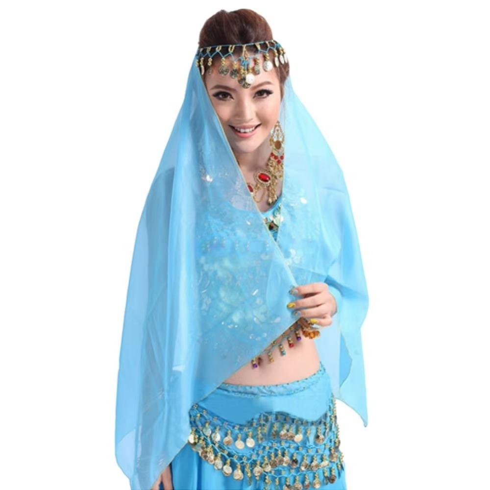 Chiffon Belly Dancing Scarf Solid Color Women Headdress New Indian Dance Headband  Show Costumes