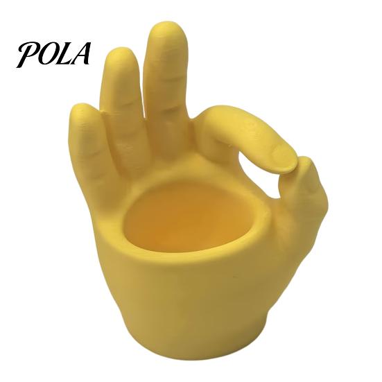 Modern Home Office Ornament 3D Printed Hand Gesture Planter, OK Finger Flower Pot, Fun Plant Container Cute Small Cactus for Desk Decor Artistic Shape