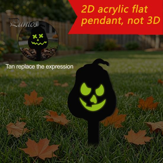 Festive Halloween Holiday Decor Pumpkin Yard Sign with Stake, Glow In The Dark Reusable Garden Spooky Silhouette Stake for Outside Patio Lawn Stakes