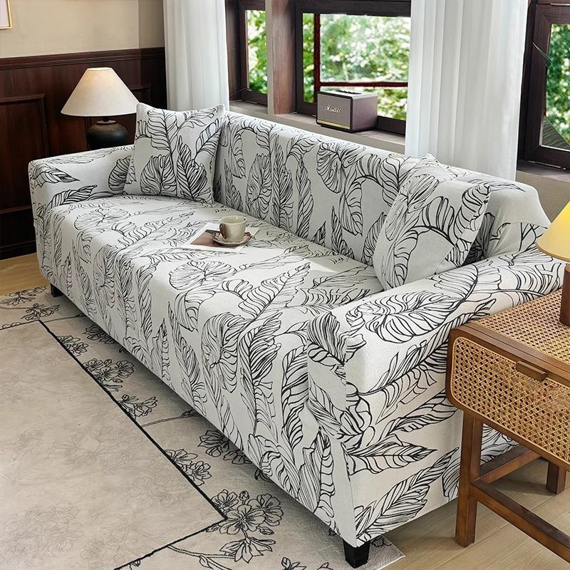 Mid Century Style New Four Season Universal Elastic Sofa Cover All Inclusive One Line Anti Cat Scratch Straight Sofa Upholstery