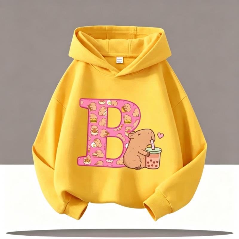 Hoodies für Jungen Mädchen Lässiges Sweatshirt Kinderkleidung Oberteile Langarm Hoodie Cartoon A B C Bedruckt Mit Kapuze 3 Farben Pullover