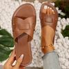 Fashion Women's Black Flat Slippers Open Heel Sandals Casual Beach Shoes Indoor Outdoor Wear Comfortable Slip-On Footwear