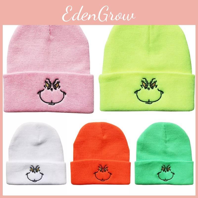 Stylish Cartoon Expression Embroidered Pullover Hat For Cold Weather Protection