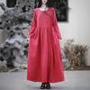 Women's Double-Layer Cotton and Linen Retro Long Dress - Cool, Gentle Style, Available In 4 Colors