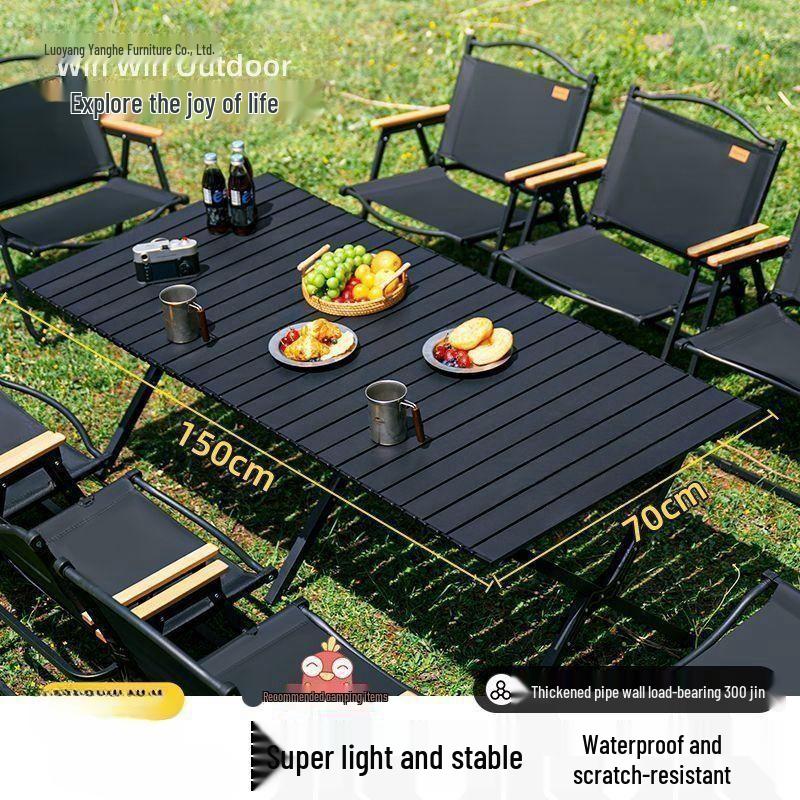 Tragbares faltbares Campingtisch- und Mondstuhlsset mit aufrollbarem Tisch