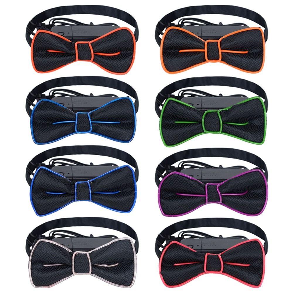Music Festival Costume Tie Suspenders Set Hanging Pants Clip LED Suspenders Clips Luminous Bow Tie