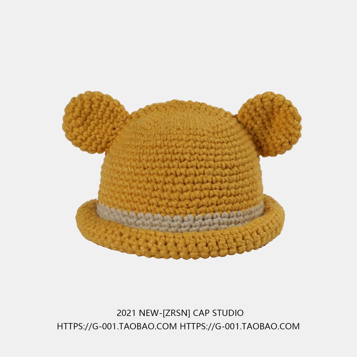 

Мультяшная Милая Шапочка Ручной Вязки Теплая Защита Ушей Холодная Шерстяная Шапка Модная Осенне-Зимняя Шапка Женская Adjustable