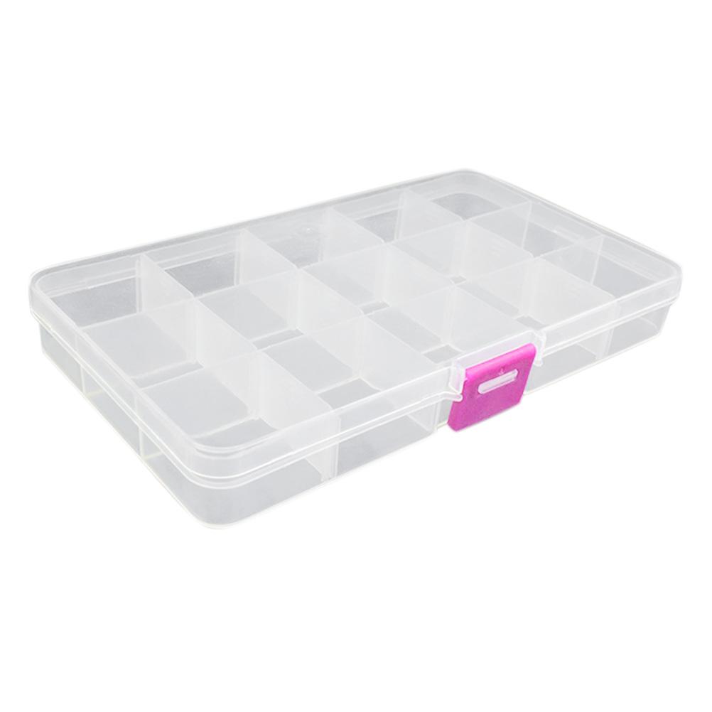 15 Slots Adjustable Plastic Fishing Lure Hook Tackle Box Storage Case Organizer