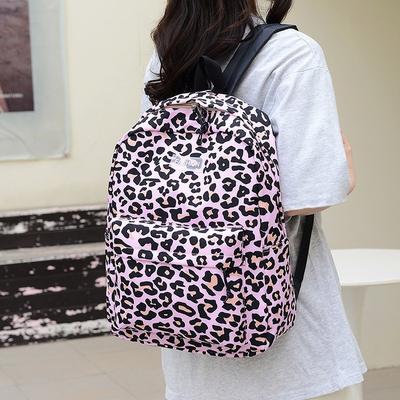 High School Student Schoolbag Leopard Print Backpack New Backpack Female Cow Print Cute Schoolbag