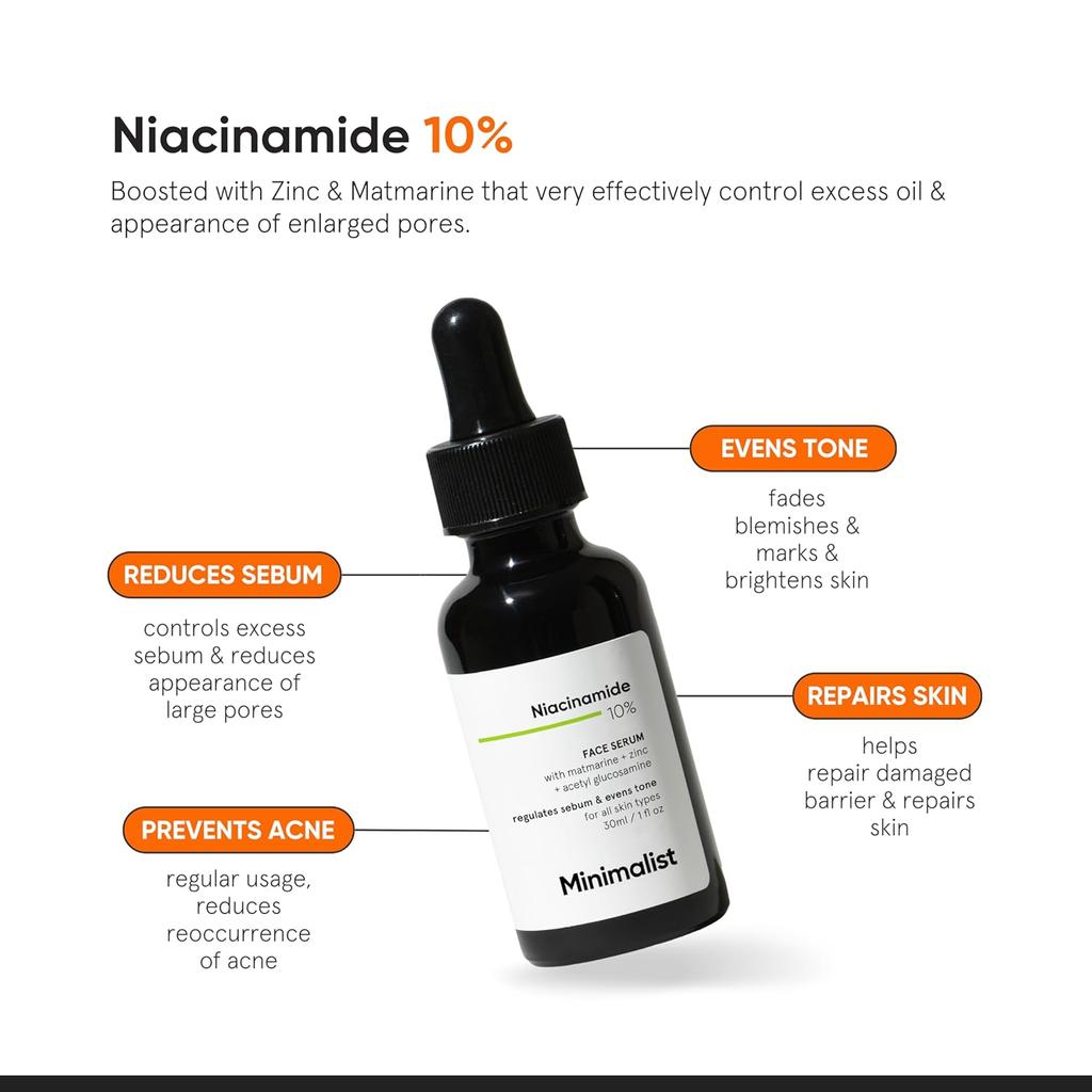 Minimalist Oil Control & Anti-Acne Face Serum with 10% Niacinamide & Zinc for Clear Skin, 60ml Pack of 1