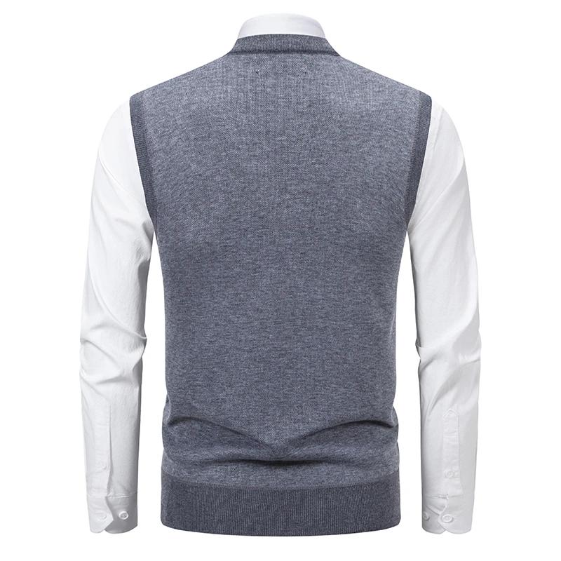 Men's Knitted Warm Sweater In Autumn and Winter V-neck Vest Diamond Grid Twisted Flower Casual Fashion Versatile Top