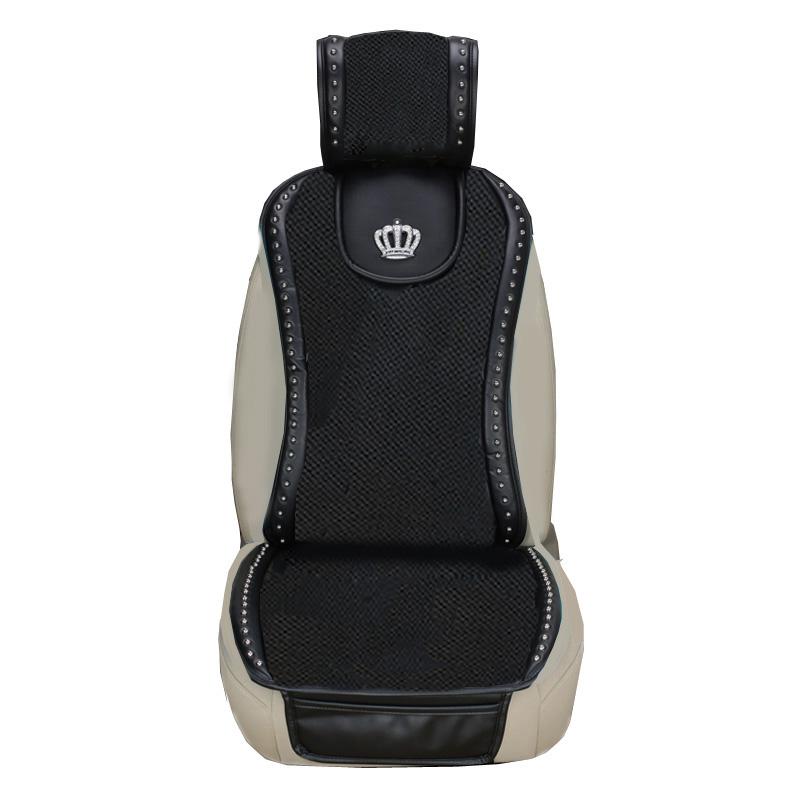 Fashion Diamond Crown Universal Car Seat Cover Four Season Universal Ice Silk Front Auto Seat Cushion Pad Car Accessories