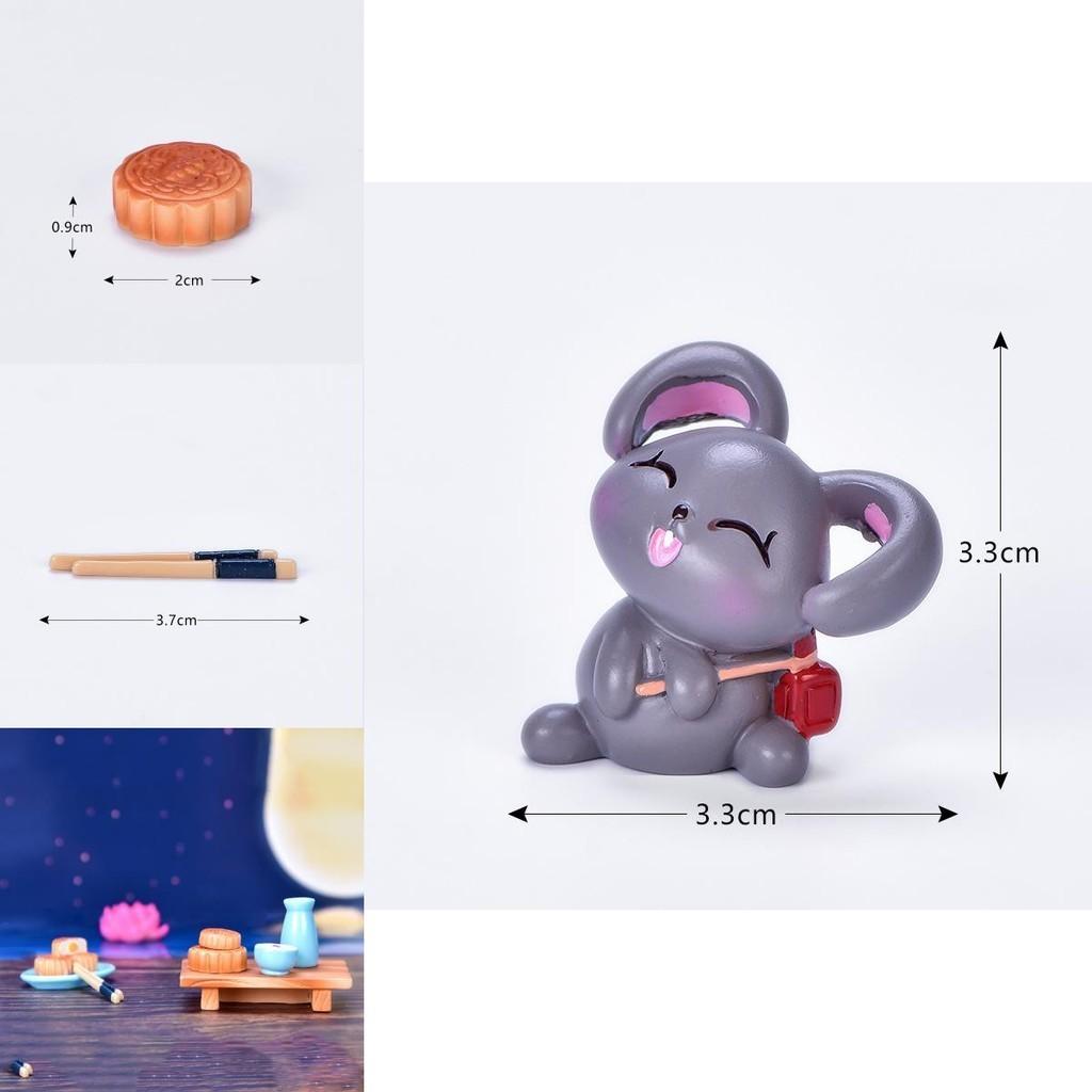 Uroczy DIY Królik z Żywicy Je Ciastko Księżycowe Dekoracja Mikrokrajobrazu na Obchody Święta Środka Jesieni