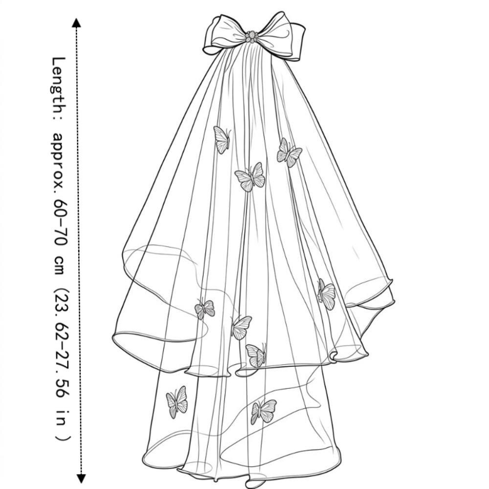 Soft Mesh Bridal Wedding Veil Hair Clip Short Tulle Veil Butterfly Mesh Headpiece  Civil Wedding