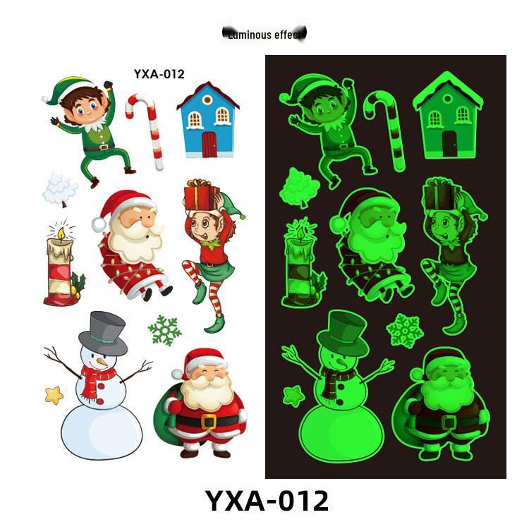 Christmas Kids  Glow-in-the-Dark Tattoo Stickers: Cartoon Festive Temporary Tattoos 60*105mm