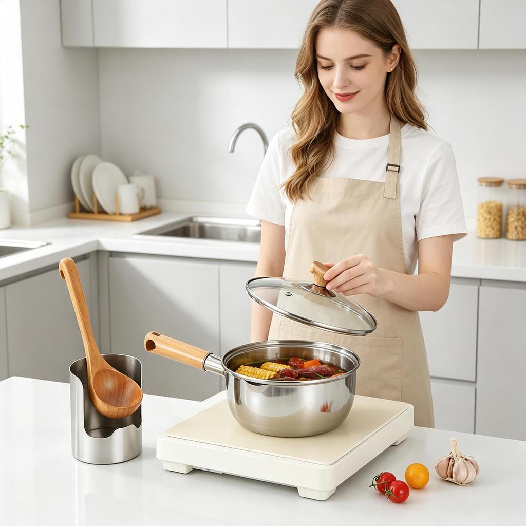 Stainless Steel Vertical Spoon and Lid Rest Organizer for Stove Top Kitchen Tongs Chopping Board Home Apartment RV Camper