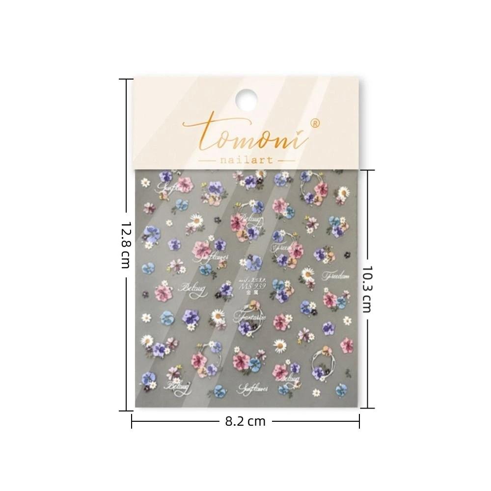 Daisies Sunflower Wildflowers Spring Embossed Nail Stickers Waterproof Self-adhesive 3D Nail Art Decals Gold and Silver