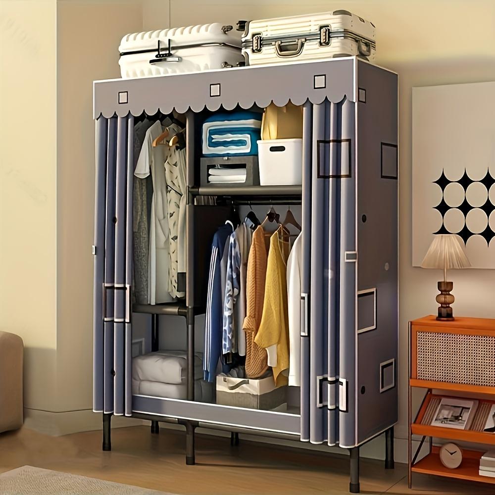 Simple cloth wardrobe with zipper, thickened and reinforced steel pipes, assembled, thickened, suitable for dormitories, home be