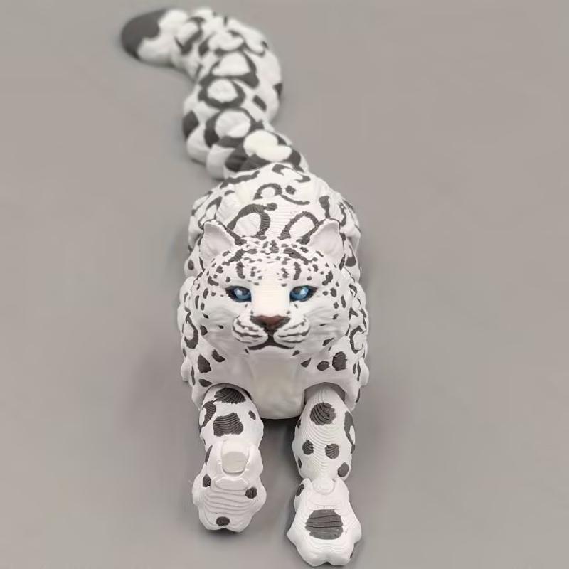 3D-gedrucktes Schneeleoparden-Modell Simulation Mehrgelenkige bewegliche Tiere Figur Miniatur Hausdekoration