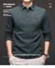Men's Two-Piece Base Layer Long Sleeve Polo Shirt - Thickened Knit with Velvet, Wool Lapel, Casual Style for Middle-Aged.