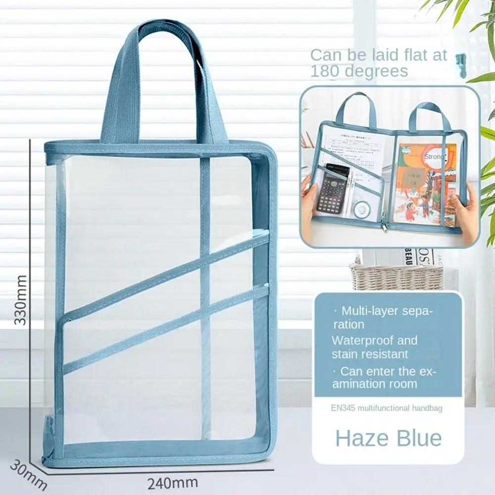 Transparent Document Bag Stationery Storage Folder File Mesh Zipper Pouch Zip File Folders School Office Supplies Stationary