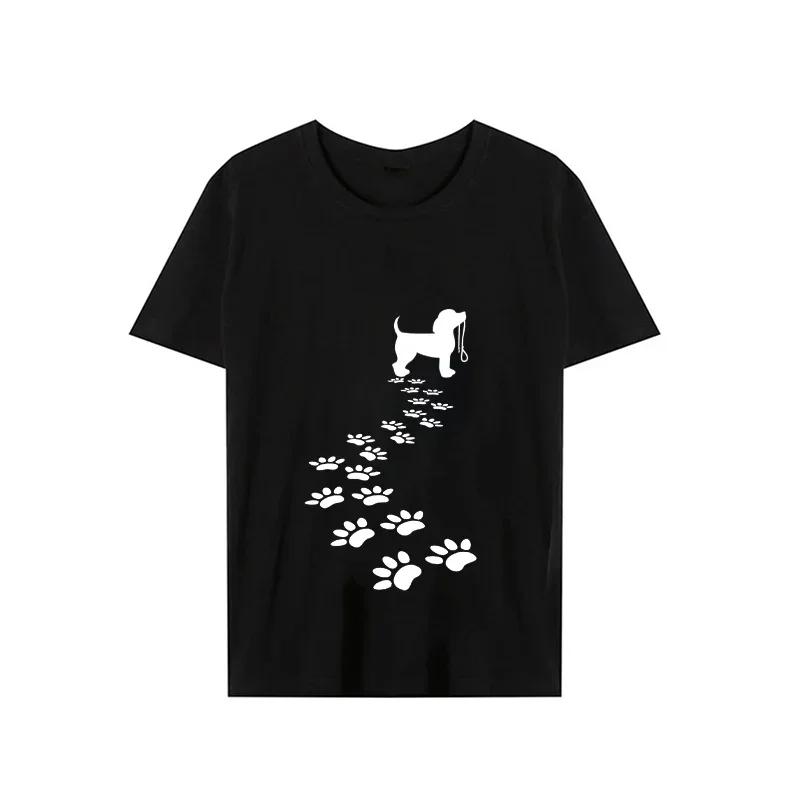 Letnie Koszulki Moda Wzór Łapy Psa Koszulka Damska Męska Top Zabawna Koszulka Graficzna dla Miłośników Psów Femme Koszulka Harajuku Koszulka Hip Hop