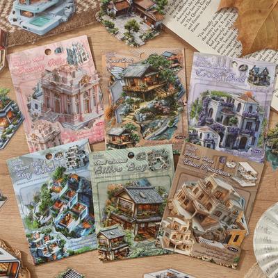 Drömhusserien Klistermärken: PET Villa-tema för anteckningsböcker, dagböcker, DIY-collage och dekoration.