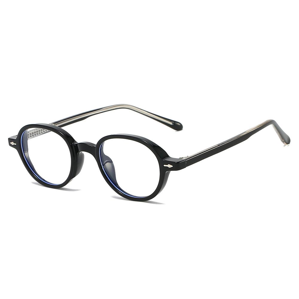 Ins New Retro Small Frame Oval Leopard Anti Blue Light Glasses  Unisex Rivet Anti Radiation Design Casual Simple Glasses