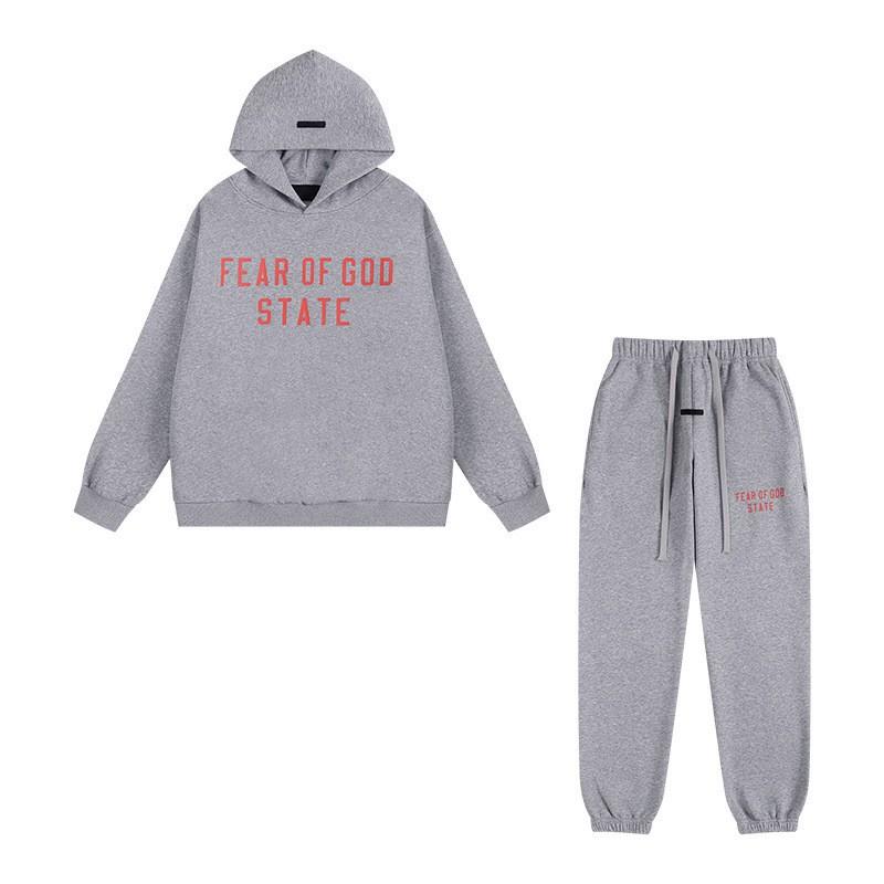 Essentials Fleece Hoodie Sweatshirt Pants Set Men Women Loose Fit Winter High Street Casual Wear
