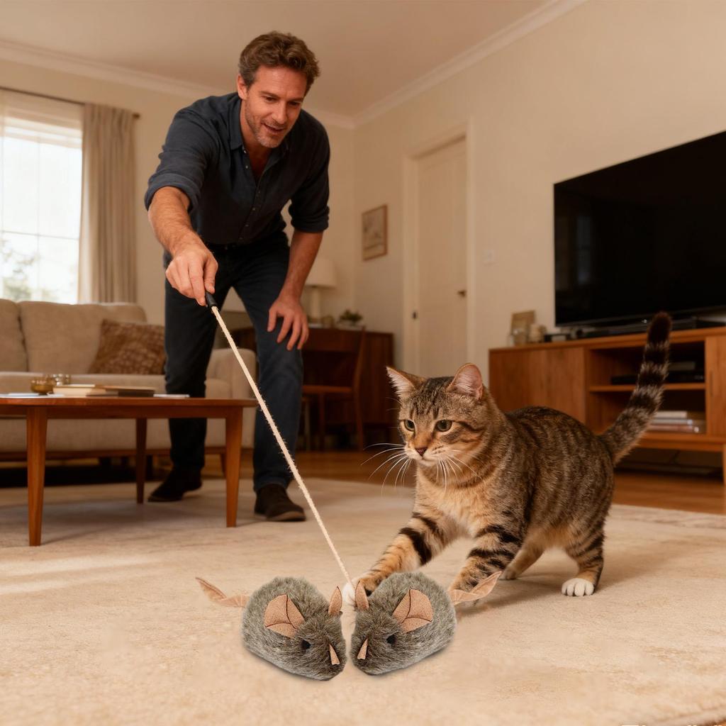 2 Pezzi Giocattolo da Masticare per Gatti Interattivo Realistico Topo Squittente Giochi per Animali Domestici Giocattolo da Masticare per Gattini per Simulazione di Caccia Graffiare Mentale