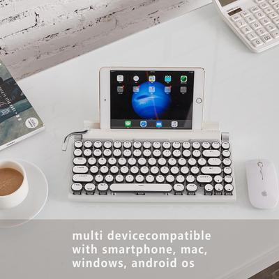 Retro RGB Backlit Punk Mechanical Keyboard with Dual-Mode Wired & Bluetooth, Electroplated Round Keys for Gaming & Office Use - In Stock