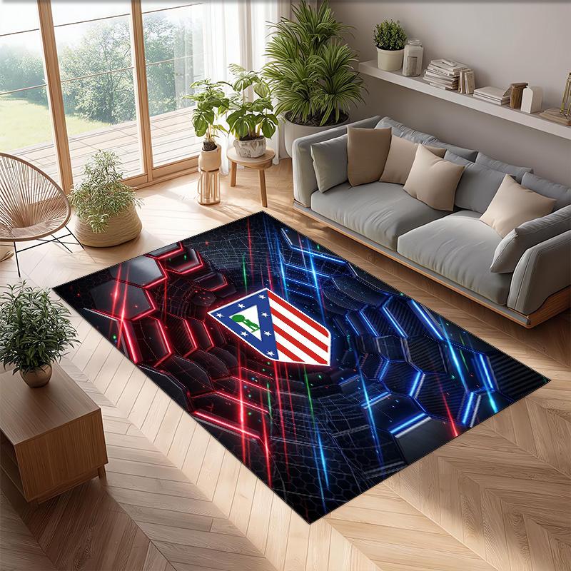 Atletico Madrid Printed Flannel Area Rug Non Slip Soft Polyester Floor Carpet Indoor Decor Mat for Bedroom Living Room Sofa Game Room Home Decoration