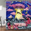 UFO Shower Curtain for Bathroom, Unique Fun Alien Astronaut Galaxy Space Starry Sky Forest Fabric Shower Curtains Set, Mountain