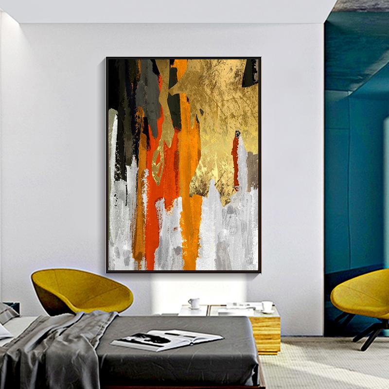 Abstraktní plátno Malba Moderní domov Zlatá fólie Plakáty a tisky Skandinávské nástěnné obrazy pro obývací pokoj Bez rámu