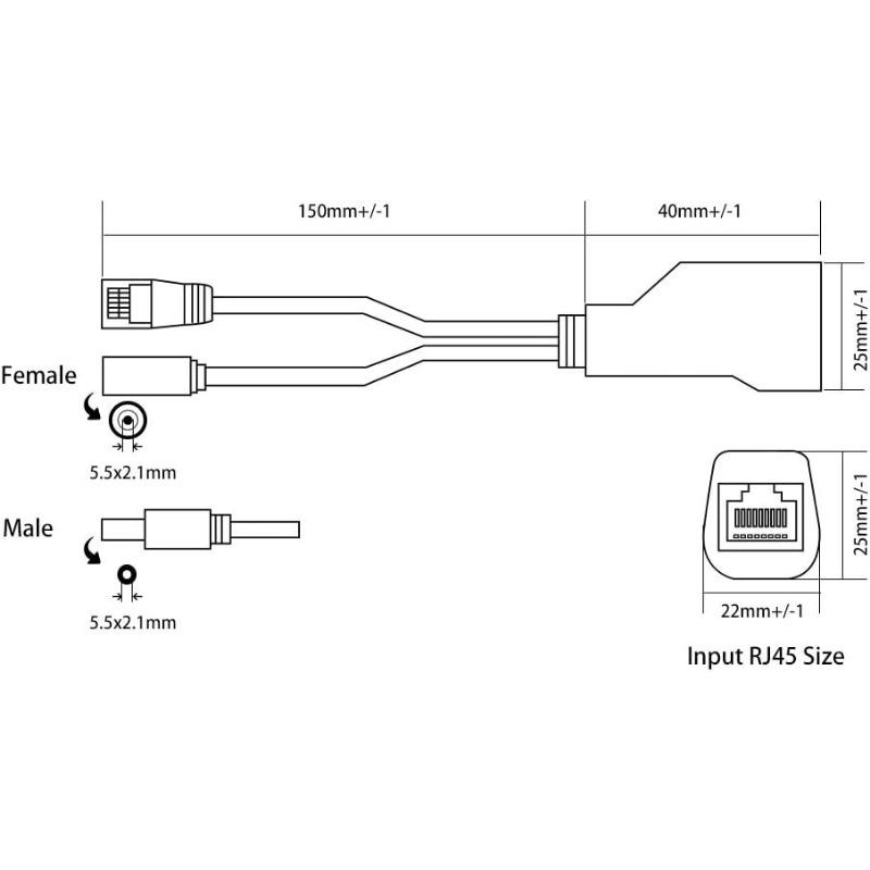 New Passive Power Over Ethernet Adapter Cable POE Cable POE Splitter RJ45 Injector Power Supply Module 12-48v for IP Camea