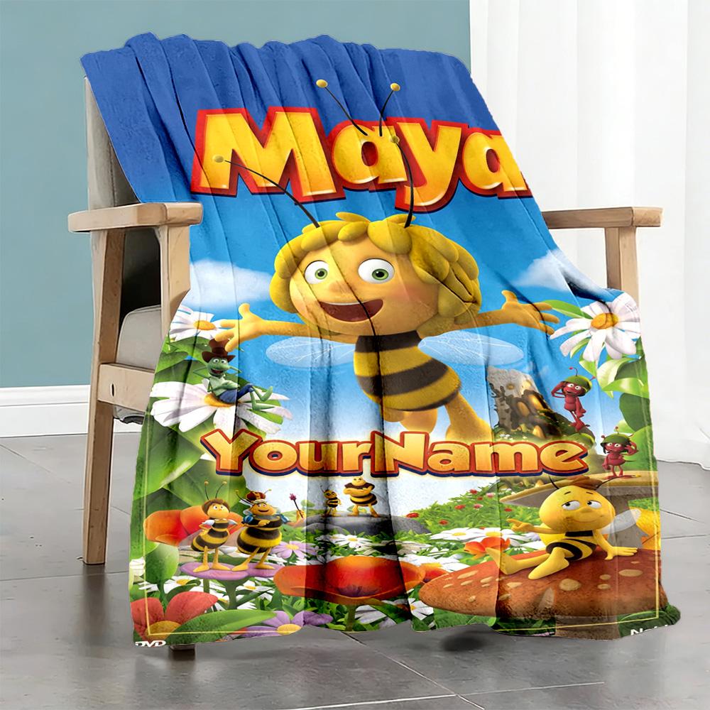 Biene Maja Customize Text Blanket Throw Customizable Blanket Ultra-Soft Versatile for Sofa Livingroom Bedding Chair Four Seasons Multipurpose
