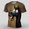 T-shirt da uomo con motivo di animali divertenti, estiva, casual, con scollo rotondo, top per esterni, taglie forti, maglietta, abbigliamento da donna