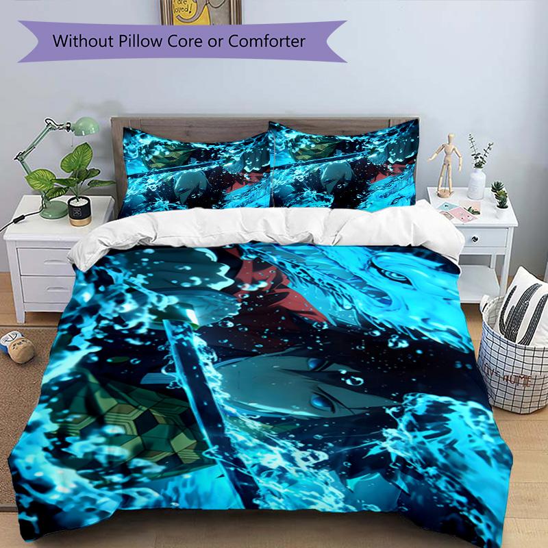 3pcs Tomioka Giyuu1 Design Cover Set - HD Printed Bedding with 1 Cover and 2 Pillowcases - Perfect for Home and Dorm Decor