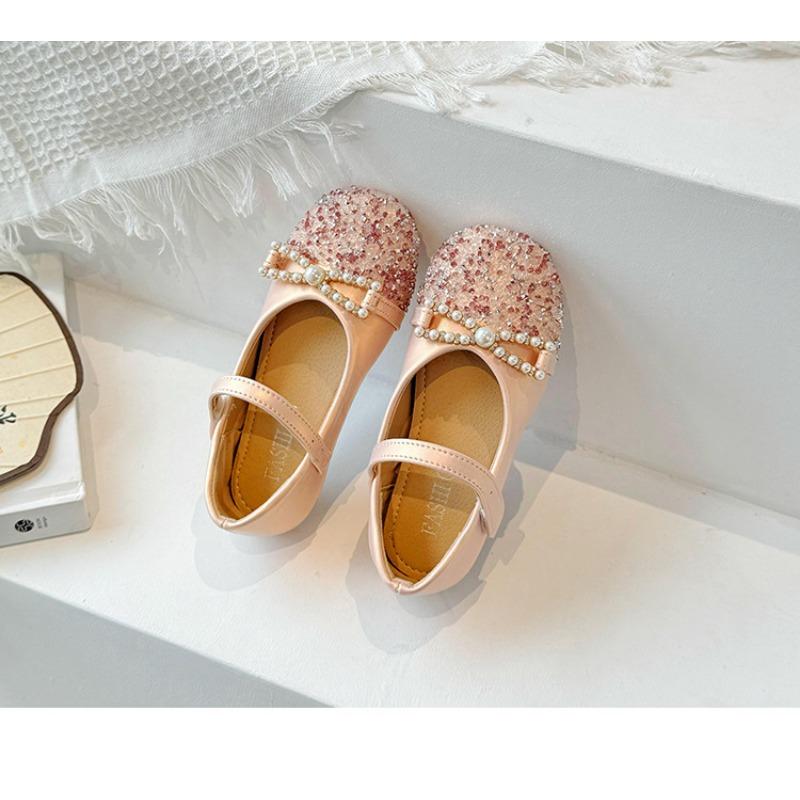 Copii de primăvară și toamnă, pantofi noi de prințesă cu strasuri, pantofi mici din piele, pantofi cu gură pătrată, tălpi moi, pantofi uni anti-alunecare