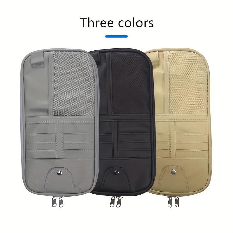 1-Piece Multifunctional Car Sun Visor Storage Bag With Zipper, Used For Storing Cards, Driver's License