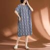 2026 Plus Size Women's Cotton Linen Retro Ethnic Casual Dress