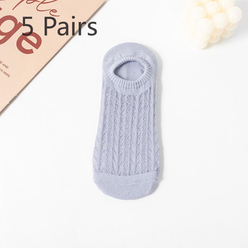 5 Par Letnich Cienkich Skarpetek Stopki Damskich, Nie Zsuwających się z Pięty, Silikonowe Antypoślizgowe Niewidoczne Krótkie Skarpetki, Skarpetki do Klimatyzacji, Skarpetki Siateczkowe